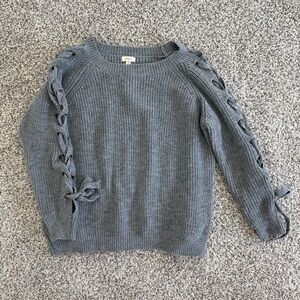 Debut Charcoal Sweater with Lace-Up Detail